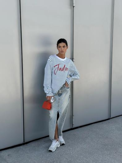 Лонгслив в полоску с принтом MG-SS23-0636