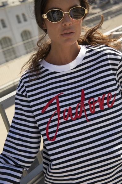 Лонгслив в полоску с принтом MG-SS23-0634