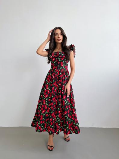 Платье средней длины Вишни Red MG-SS23-0582