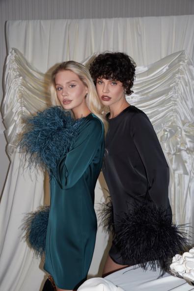 Платье с перьями MG-SS26-1025